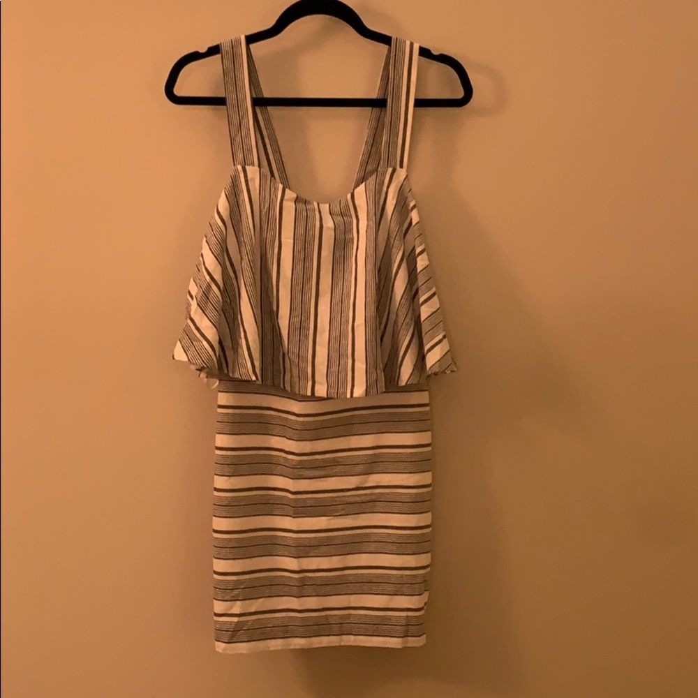 Striped ruffle top mini dress